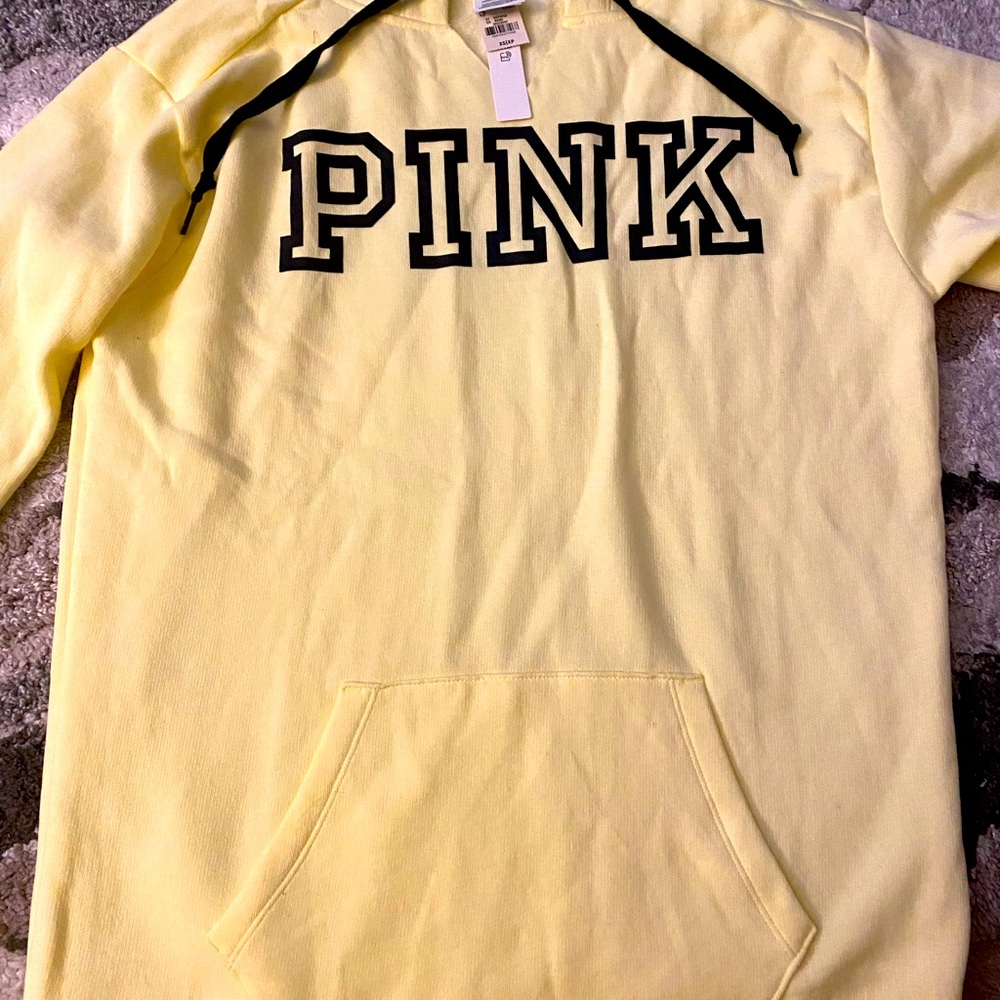 Pink Victoria Secret Yellow Hoodie. Size XSmall.